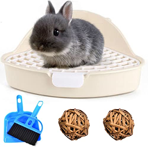 Hamiledyi Triangle Potty Trainer Corner Bunny Toilet Plastic Pet Pan Guinea Pig Litter Bedding Box for Baby Rabbit Guinea Pig Hamster Chinchillas Ferret Small Animals(White) - color: White