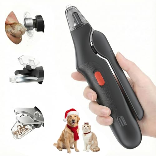 2 in 1 Dog Nail Clippers & Cat Nail Clippers Trimmers for Large Medium Small Dogs Cats Claw Trimmer Quick Sensor and Safety Guard USB Rechargeable Dogs Nail Trimmer with Catcher & 2 LED Lights - color: Black