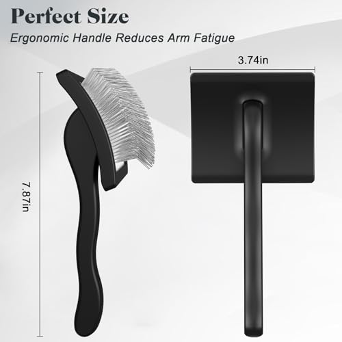 2PCS Slicker Brush for Dogs & Pet Comb,Professional Dog Grooming Brush (Goldendoodles,Poodles,Labradoodles) with Extra Long Pins to Effectively Remove Tangles, Knots and Mats (Black, Large) - color: Black, size: Large