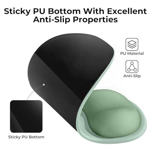 EooCoo Mouse Pad with Gel Wrist Rest, Ergonomic Mousepad Wrist Alignment | Middle Concave Design for Natural Wrist Alignment, Non-Slip Base Mousepad, Carpal Tunnel Relief, Office Desk Accessories - color: Avocado Green