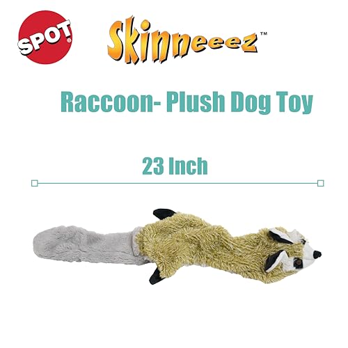 SPOT Skinneeez Raccoon 23 Inch Stuffing-Free Dog Toy – Soft Plush Tug Toy with Two Squeakers for Medium and Large Dogs – Mess-Free Interactive Chew Toy - style: Raccoon