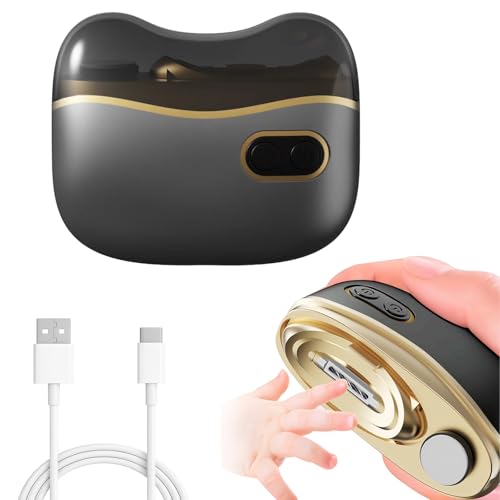 Electric Nail Clipper, Electric Automatic Nail Clippers with Light Nail Trimmer 2 Speeds Automatic Nail Clipper Storage Compartment with Debris, for Adults, the Elderly, and Children(Black) - color: Black