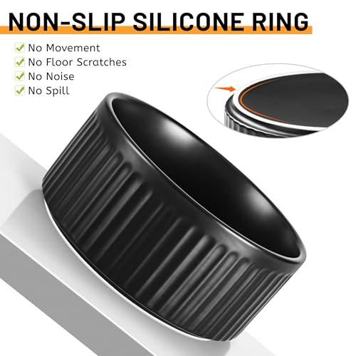 Non-Slip Ceramic Dog Bowls,6" Dog Food and Water Bowl Set with Silicone Base, 32oz/4cups Weighted Flip-Proof Pet Feeding Bowl for Medium Dogs (Medium,Black) - color: Black, size: 4 Cups