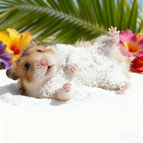 Hamster Sand Bath for Hamsters, Gerbils, Chinchillas, 2.2Lbs Less Dust Chinchilla Bath as Hamster Cage Accessories, Bathing White Sand for Small Animal Bath & Toilet Litter