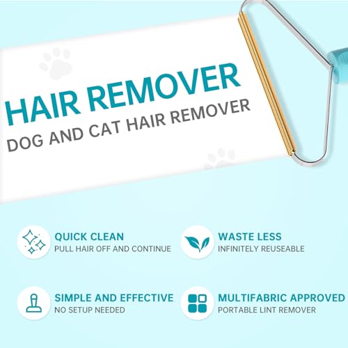 Pet Hair Remover, Dog Cat Carpet Rake, Lint Remover Shaver for Sofas-2pack | Wool Hand Pet Hair Removal Tool, Cleans Carpets Car Cushions Pet Beds Furniture, Works on All Fabric & Rug - color: Sky Blue