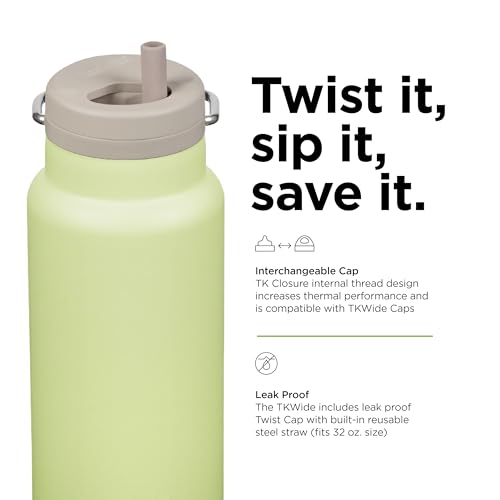 Klean Kanteen 32oz TKWide Insulated Water Bottle with Twist Cap - Shadow Lime - color: Shadow Lime