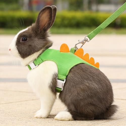 Ferret Harness and Leash Set Small Animals Vest Harness with Safe Bell Dinosaur Shaped Comfort Adjustable Vest Walking Clothes for Ferret Hedgehog Guinea Pig Rabbit Teacup Chihuahua Small Pet