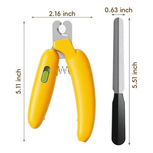 Dog Nail Clippers,Dog Nail Trimmers for Small Medium Dogs and Cats - Professional Grooming Tool with Safety Lock, Sharp Stainless Steel Blade Prevents Splitting，Includes Nail File (Yellow-mini) - size: Yellow-mini