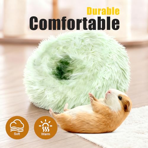 2-Pack Guinea Pig Backpack and Burrowing Bed, Portable Small Animal Cage with Bubble Clear Window, Plush and Fluffy Hideaway Pet Bed for Piggies, Hamster - color: Green