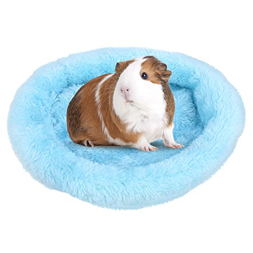 FEBSNOW Guinea Pig Bed Soft Fleece Nest for Hamster Small Animals | ﻿ Natural Cotton and Soft Wool, Guinea Pig Bed, Hamster Bed, Machine Washable Warm Nest, Hair Remover Brush Included - color: Blue, size: 7 inches x 7 inches