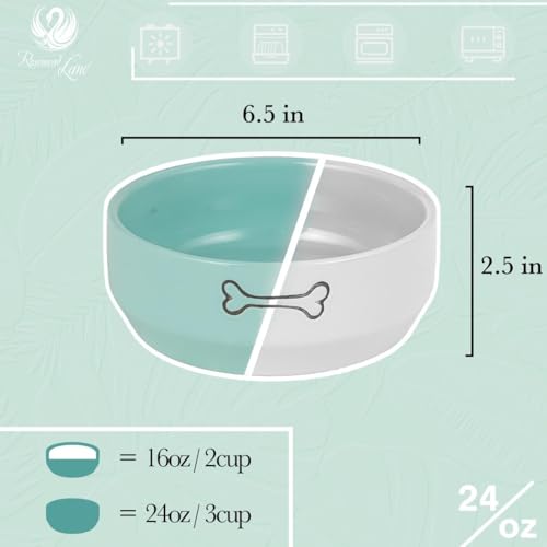 6.5" Ceramic Dog Bowl Pet Feeding Bowl 20oz (Cream/White, 6.5 / Large) - color: Cream / White