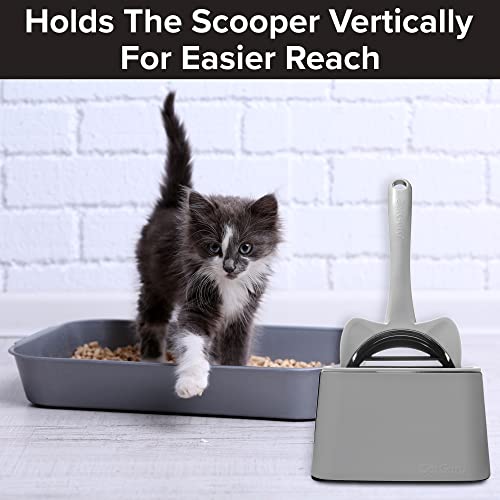CatGuru Premium Cat Litter Scoop Holder – Heavy-Duty Scooper Storage Caddy, Scoop Stand for Kitty Litter Box, Fits Most Cat Litter Scoops (Gray) - color: Gray