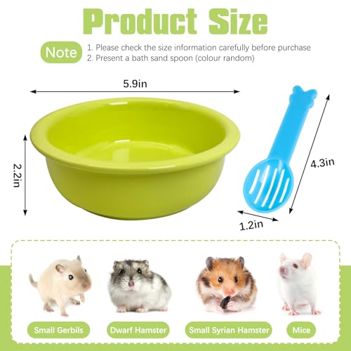 kathson Hamster Sand Bath Box Ceramic Small Animals Shower Bathtub Gerbil Litter Box Mice Bathroom Syrian Hamster Digging Sand Container Cage Accessories for Lemmings (Apple Green) - color: apple Green