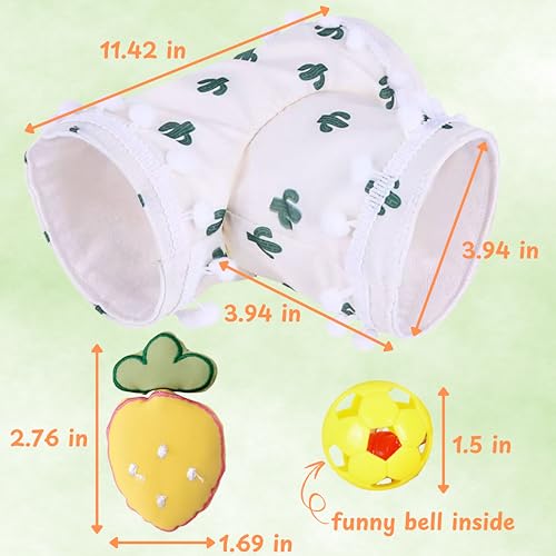 Hedgehog Hideout Tunnels with Bell Ball Toy, Hedgehog Tunnels with 2pcs Toys For Hedgehogs, Small Animal Tunnel Tubes Toy For Hamster Guinea Pig Chinchilla Rabbit, Hedgehogs Accessories (White Tunnel) - color: White Tunnel