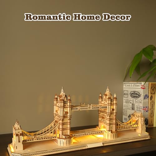 3D Wooden Puzzle for Adults, England Britain London Bridge Wood Architecture Model, DIY Mechanical Building Kit Craft Hobbies Toy, Birthday Festival Gift for Women Men, Home Decor, 450 PCS - style: London Bridge