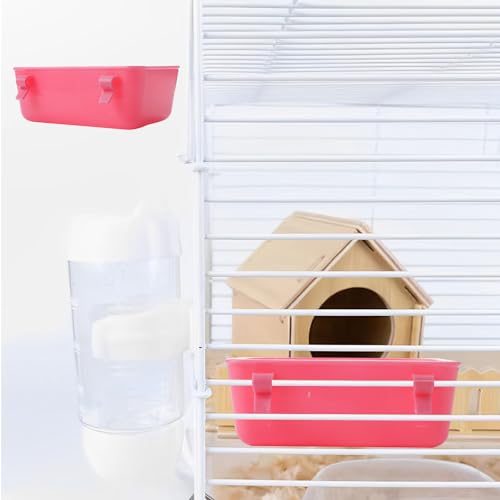 4 PCS Cage Cups Rabbit Feeder Waterer, Chicken Birds Feeders Hanging, Food and Water Container for Pet, Bath Water Bowl Universal for Birds Hamsters Rats Rabbit Guinea Pig Small Pets (Blue, Pink)