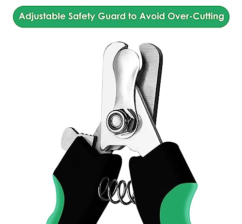 Candure Dog Nail Clippers Professional Pet Nail Clipper Suitable for Cats, Rabbits and Guinea Pigs - Safety Lock/Protective Guard to Avoid Over Cutting (Green, Medium to Small) - color: Green, size: Medium to Small Pets