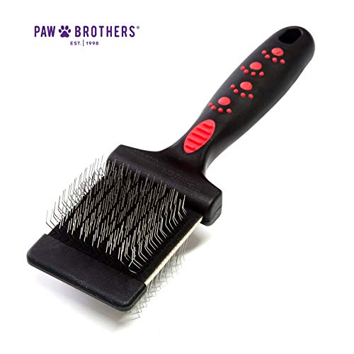 Ryan's Pet Supplies Paw Brothers Double Sided Soft Flex Slicker Brush, Professional Grade, Angled Stainless Steel Pins, Comfort Grip, Flexible Head, Small, 2 in. x 2.5 in. - size: Small