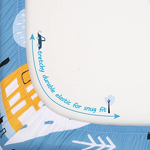 Cloele Square Playard/Playpen Fitted Sheets for Baby,36 X 36in,Blue Car | Portable 36x36 Playard Mattresses,Pack and Play Crib Sheets, Ultra Soft Polyester, For Baby - color: Blue Car, size: 36"x36"