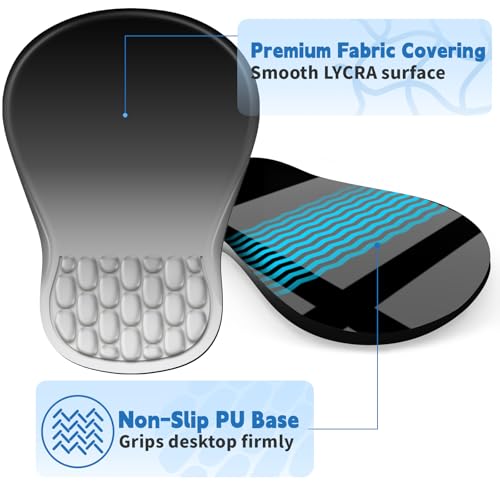 YIWEI Ergonomic Mouse Pad with Wrist Rest for Carpal Tunnel Pain Relief | Memory Foam Wrist Support,Non-Slip Rubber Base, Keyboard Computer Mousepad,Lycra Cloth Surface,Gaming Home Office - color: Gradient Black