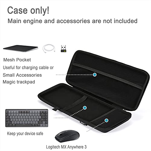 RAIACE Hard Storage Case Compatible with Logitech MX Keys Mini Mechanical Wireless Illuminated Performance Keyboard. (Case Only) - Black