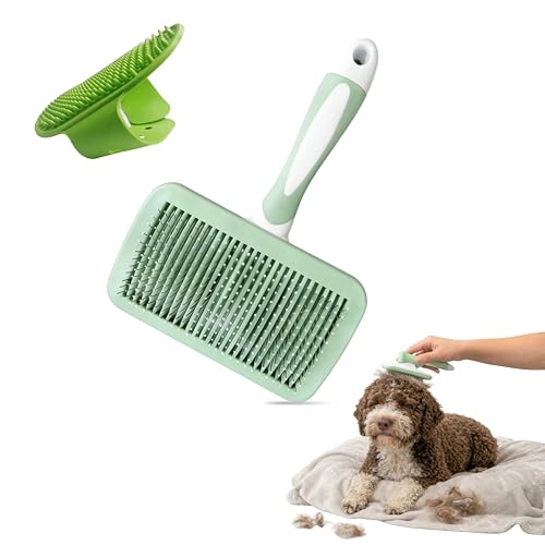 2PCS Self-Cleaning Deshedding Dog & Cat Brush – Skin-Friendly Dog Brush For Shedding Grooming Tool for Dogs, Cats & Puppies | Bath Brush for Shedding, Indoor Cats | Premium Pet Supplies, Green