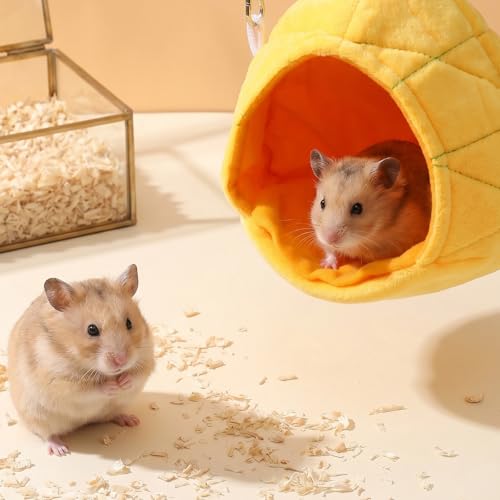 2 Pcs Hamster Bed, Soft Rat Guinea Pig Hammock, Hanging House Rat Cage Accessories for Guinea Pig Rat Sleep and Play(Banana and Pineapple)