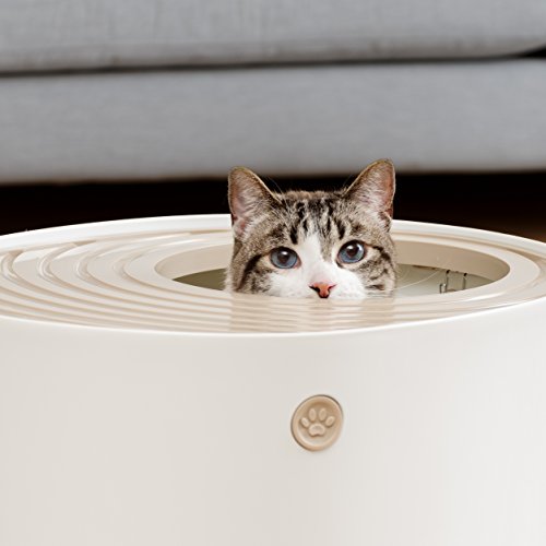 IRIS USA Large Top Entry Cat Litter Box, Hooded Privacy, Beige/White | Multi-Cat Households, Enclosed Top Access, Protected Interior, Mess Containment System, Odor Trapping, Reduced Tracking - color: White/Beige, style: Top Entry