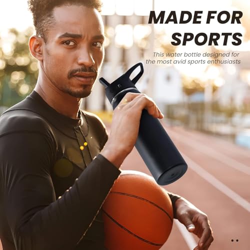 40 Pack 22 oz Sports Water Bottle With Straw,2 Lids, Stainless Steel Vacuum Insulated Water Bottles,Leakproof Lightweight, Keeps Cold and Hot, Great for Travel(Black) - color: Black, size: 40 Pack