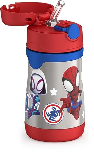 THERMOS Vacuum Insulated Stainless Steel 10oz Straw Bottle, Spidey and His Amazing (Pack of 3) - color: Spidey and His Amazing, size: 10 Ounces (Pack of 3)