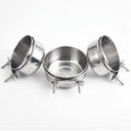 3 Pcs Stainless Steel Bird Feeding Cups with Clamp Holder - Birdcage Food Water Dish Bowls for Cockatiel Parakeet Macaw Finches Lovebirds Small Animals