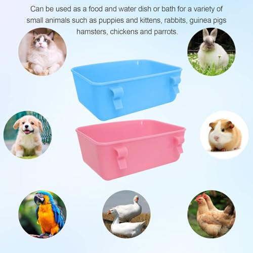 6 Pack Feeder (Blue, Pink), Hanging Feeder,Food and Water Container, Bath Water Bowl Universal for Birds Hamsters Mice Rats Rabbit Guinea Pig Small Pets (S) - size: S