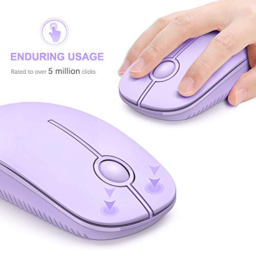 VssoPlor Wireless Mouse, 2.4G Slim Computer Laptop Mouse, Light Purple | Portable Mouse, Plug & Play USB Nano Receiver, Quiet Silent Optical Mice for Notebook, PC, Laptop, Computer, Windows, Mac - color: Light Purple