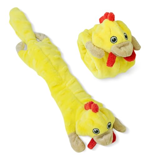 SHARLOVY Dog Squeaky Toys Pack, Bubble Plush Puppy Teething Pet Toys, Crinkle No Stuffing Animals Dog Toy, Doggies Chew for Large Small Medium Breeds - color: Bubble Plush-Chicken, size: Large