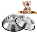 YUDANSI 2 Stainless Steel Dog Bowls, Puppy Cat Feeding Bowls, Shallow Cat Dish with Rubber Base, Mini and Small Pet Feeder Food Water Plate (XS-6oz) - size: XS-7oz