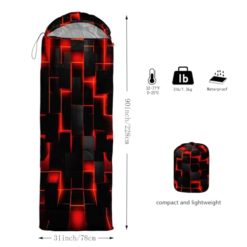 HOSIMA Dear Hunting Pattern Cold Weather Sleeping Bags for Kids Adults. | Black Light Weight Waterproof Sleeping Bags for Outdoors Hiking - color: Black-red