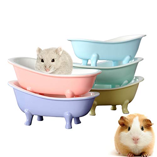 Small Animal Hamster Sand Bathtub, Bird Bathroom, Ice Accessories Cage Toys, Ceramic Relax Habitat House, Sleep Pad Nest for Hamster, Food Bowl for Guinea Pigs/Squirrel/Chinchilla - color: Pink