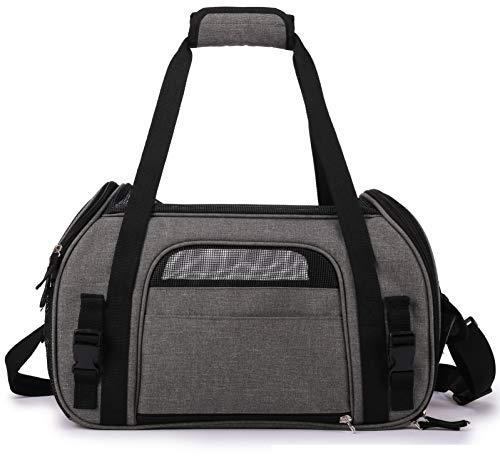 EliteField Soft-Sided Pet Carrier for Cats & Small Dogs (3-Year Warranty) | Airline Approved, Removable Bed & Cover, Built-In Leash, Luggage Sleeve, Seat Belt Loop, Waterproof, Durable, Foldable - color: Charcoal Gray, size: 17.0"L x 9.0"W x 12.0"H