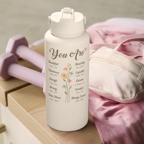 Christian Gifts for Women, Inspiration Water Bottle 32oz Stainless Steel Insulated with Lid, Religious Gifts for Mom Friends Ladies on Birthday Mother's Day Christmas - color: Christian 2