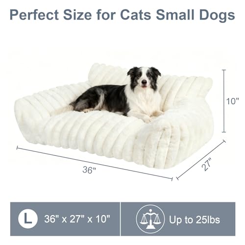 Cute Dog Couch for Medium Large Dogs,Dog Cat Couch Sofa,Dog Bed,L,Grey | Dog Couch Bed with Removable Washable Cover,Cute Fluffy Pet Sofa Cat Couch Bed,Washable Dog Bed Medium Large Size Dog - color: White, size: Large(36x27x10")