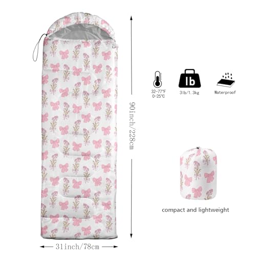 QOOMO Camping Sleeping Bags,3 Season Warm & Cool Weather,Lightweight,Waterproof Sleeping Bags for Adults & Kids,Traveling,and Outdoors,Camping Gear Equipment - color: Bow 20