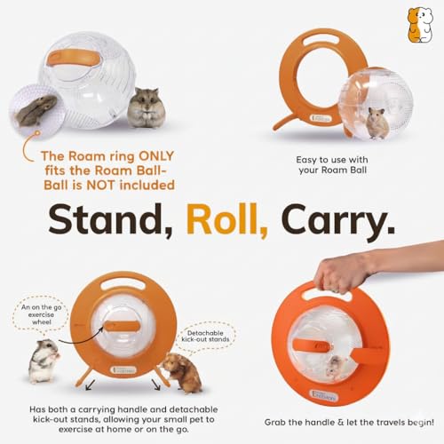 Roam Ring Accessory – Pet Rat and Hamster Accessories | Convert Your Hamster Ball into a Small Pet Carrier for Safe, Active Play – Small Animal Toys for Gerbils, Mice & More - size: Roam Ring