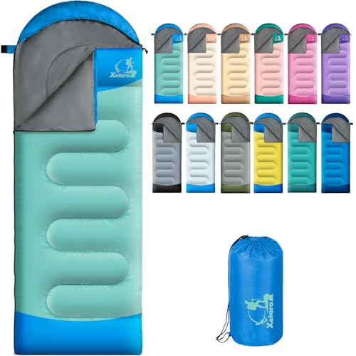 Sleeping Bags for Adults Kids - 3 Season Cold&Warm Weather Waterproof Camping Sleeping Bag - Lightweight Sleeping Bags for Camping Hiking Outdoor Travel - color: Azure&Sapphire