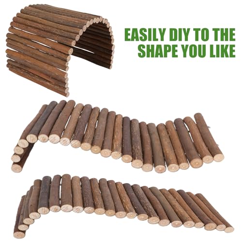 Bearded Dragon Tank Accessories,Reptile Hide Bearded Dragon Hide Wooden Bridge Tortoise Habitat Accessories Basking Platform Hideout for Tortoise Snake Ball Python Lizard Crested Gecko(19.7 x 8.8)