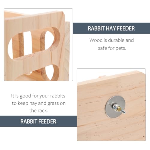 Balacoo Rabbit Hay Feeder 9.25 x 5.5 x 6.8 Inch Wooden Small Animal Feeder Rack – Mess-Free Foraging Design & Floor-Saving Mounting – for Guinea Pig, Chinchilla, Rabbit Cage or Floor Use