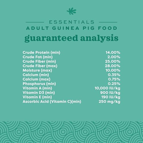 Oxbow Essentials Adult Guinea Pig Food, Timothy Hay Pellets, USA, 5 lb | Guinea Pig Pellets, Vitamin C For Guinea Pigs, Stabilized, High Fiber, Made in USA, Uniform Food, Prevents Selective Feeding - size: 5 Pound (Pack of 1)