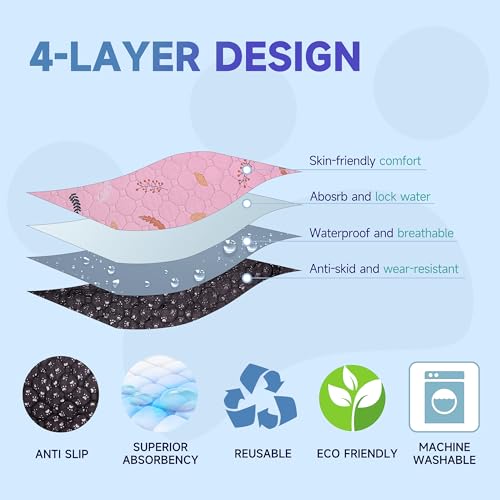 Sunheir Washable Pee Pads for Dogs 2-Pack Reusable Puppy Pads Pet Training Pads, Waterproof Dog Pee Pads for Crate, Whelping Pad, Non-Slip Protects Against Urine Leakage (Leaves - Pink, 31x36) - color: Leaves - Pink, size: 31x36 Inch (Pack of 2)