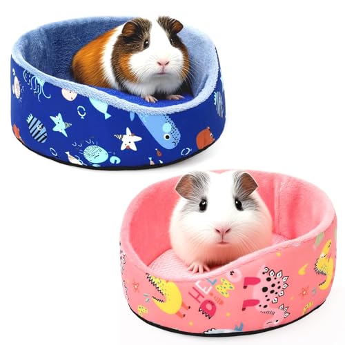 PETKNOWS 2 Pack Hamster Bed Soft Warm Cushion Mat for Small Pets | ﻿ Soft Plush Warm Fabric, Hamster Hideout and Small Animal Mat, Round Shape Bed