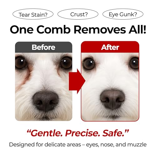 Facial Grooming Comb | Dog Eye Combs, Stress-free Eye Gunk Remover for Dogs & Cats, Pet Facial Brush, Cat Grooming Kit - size: 1ea