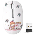 FMOUSE Cute Cartoon Silent Wireless Mouse, Dual Mode Bluetooth & USB 2.4G | Rabbit & Girl Pattern, Ideal for Kids Students & Office Use | AA Battery Powered | Compatible with Laptop Mac iPad Tablet PC - color: Rabbit & Girl